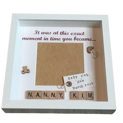Exact Moment Pregnancy Announcement Personalised Scrabble Frame, New Baby Photo Frame