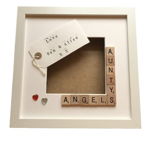 Auntie's Angels, Stars or Monsters Letter Tile Photo Frame - Personalised Message Inside