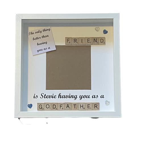 Godfather Friend Letter Tile Photo Frame - Perfect Christening GIft.