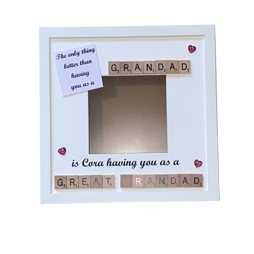 Grandad to Great Grandad Scrabble Art Photo Frame | Personalised gift for him