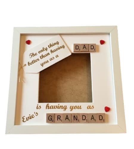 Dad to Grandad Personalised Letter Tile Photo Frame - Celebrating Dad and Grandad