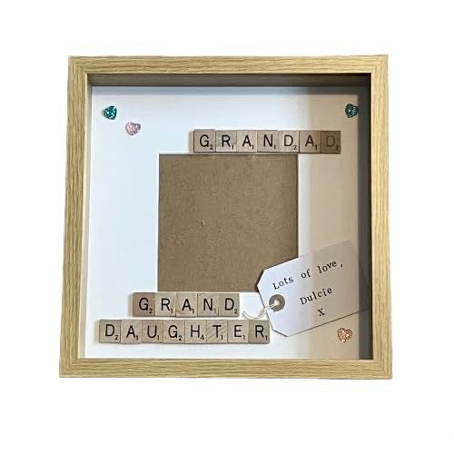 Granddad Granddaughter Letter Tile Photo Frame - Personalised Tag inside - Choice of colours