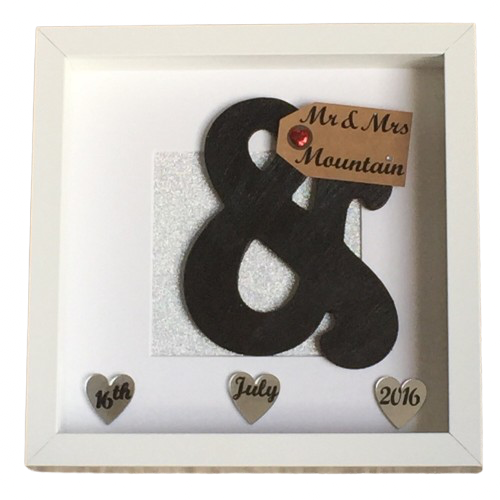Wedding Day Box Frame | Personalised Ampersand Frame | Name and date