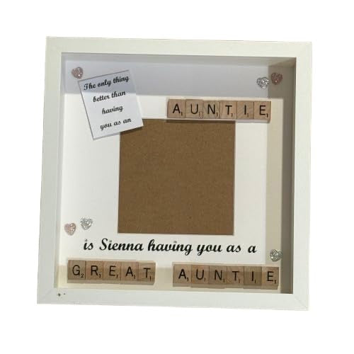 Auntie to Great Auntie Letter Tile Photo Frame - Personalised with name - Choice of colours