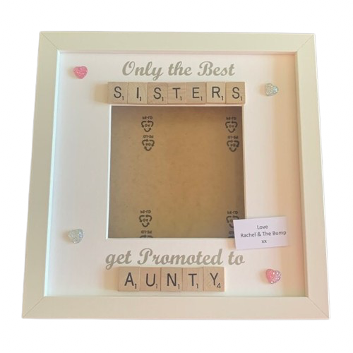 Sister to Auntie Scrabble Art Photo Frame | Personalised Aunt Gift