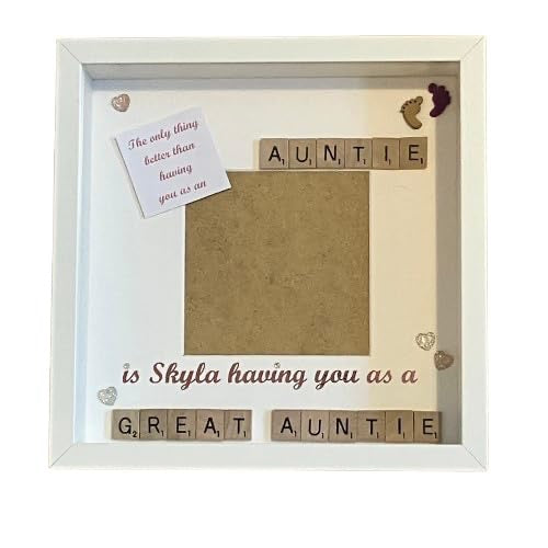 Auntie to Great Auntie Letter Tile Photo Frame - Personalised with name - Choice of colours