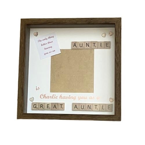 Auntie to Great Auntie Letter Tile Photo Frame - Personalised with name - Choice of colours