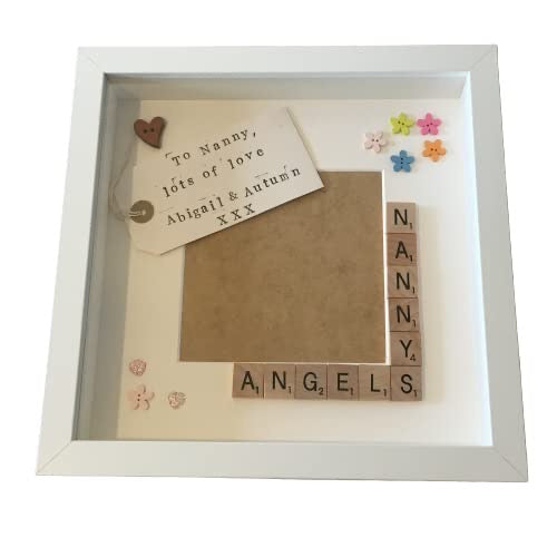 Nanny's Angels, Monsters or Stars Letter Tile Photo Frame - With personalised message inside.