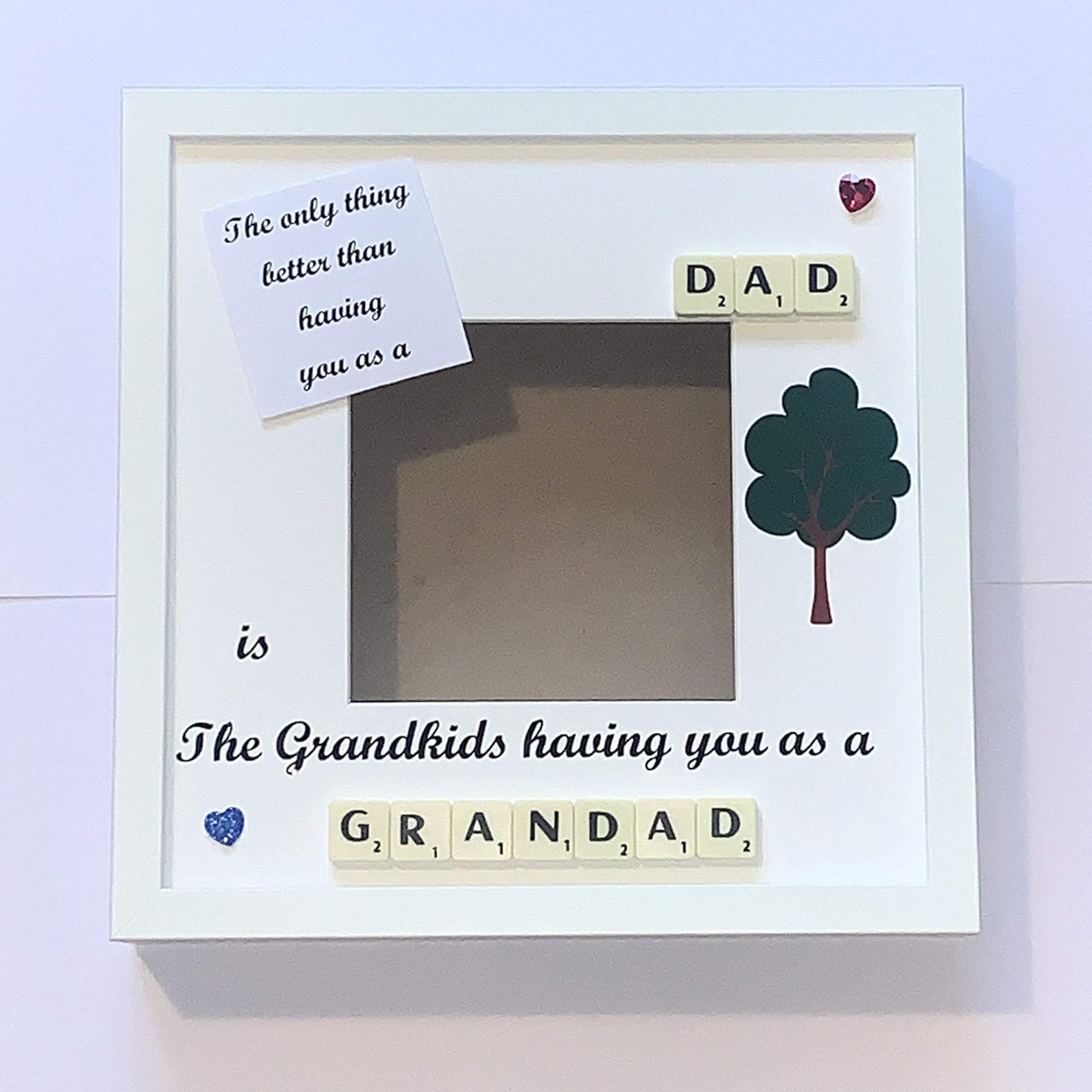 Dad to Grandad Personalised Letter Tile Photo Frame - Celebrating Dad and Grandad