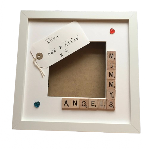 Mummy's Stars Angels Monsters Letter Tile Photo Frame with personalised message.