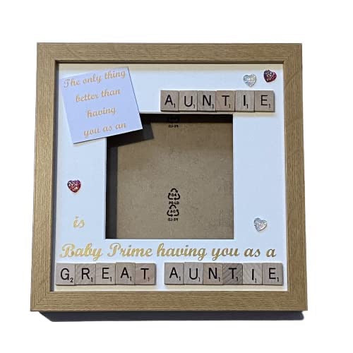 Auntie to Great Auntie Letter Tile Photo Frame - Personalised with name - Choice of colours