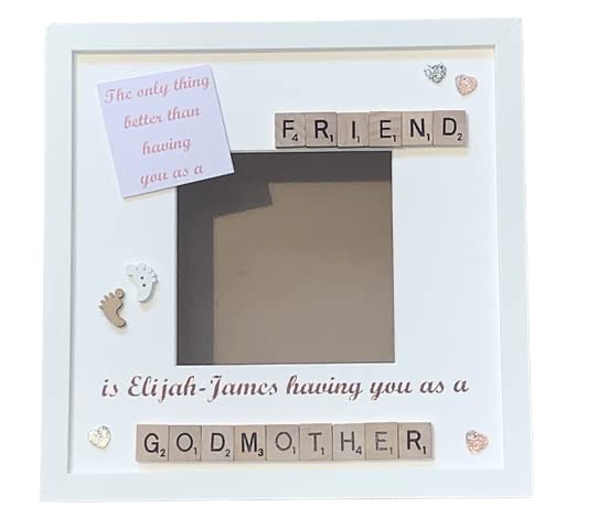Godmother Scrabble Art Photo Frame | Godparent Gift | Personalised with Name