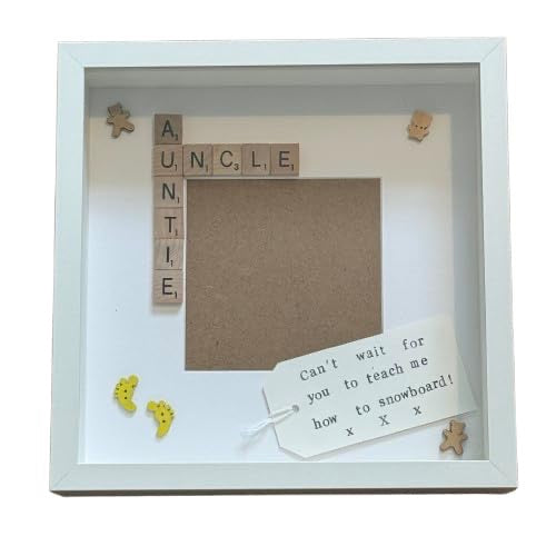 Auntie Uncle Letter Tile Photo Frame - Personalised message - Choice of colours