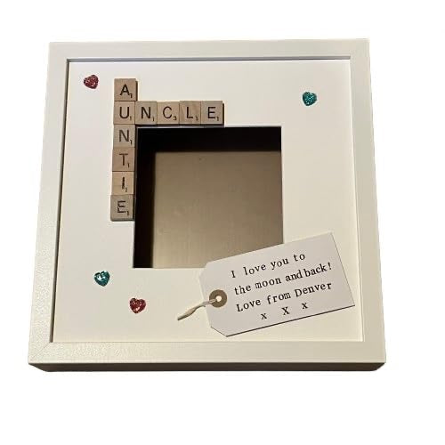 Auntie Uncle Letter Tile Photo Frame - Personalised message - Choice of colours