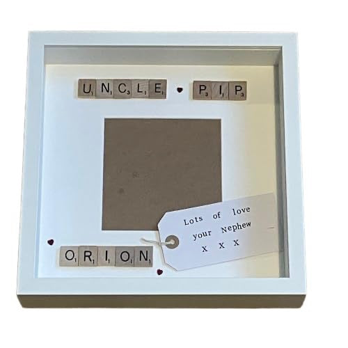 Auntie Uncle Letter Tile Photo Frame - Personalised message - Choice of colours