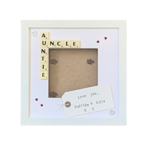 Auntie Uncle Letter Tile Photo Frame - Personalised message - Choice of colours