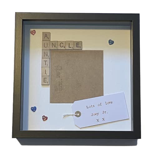 Auntie Uncle Letter Tile Photo Frame - Personalised message - Choice of colours