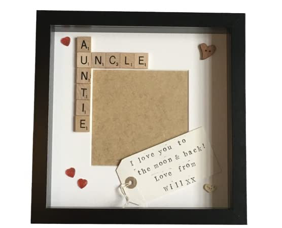 Auntie Uncle Letter Tile Photo Frame - Personalised message - Choice of colours