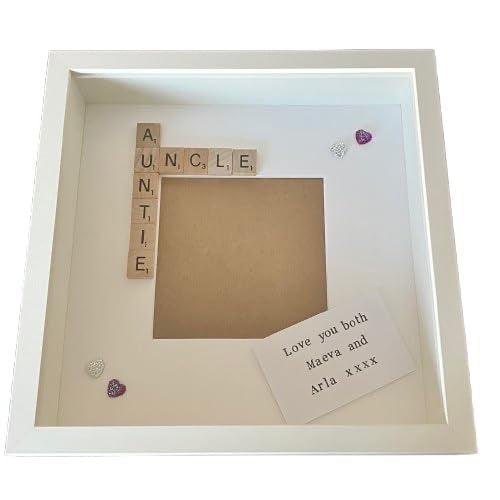 Auntie Uncle Letter Tile Photo Frame - Personalised message - Choice of colours