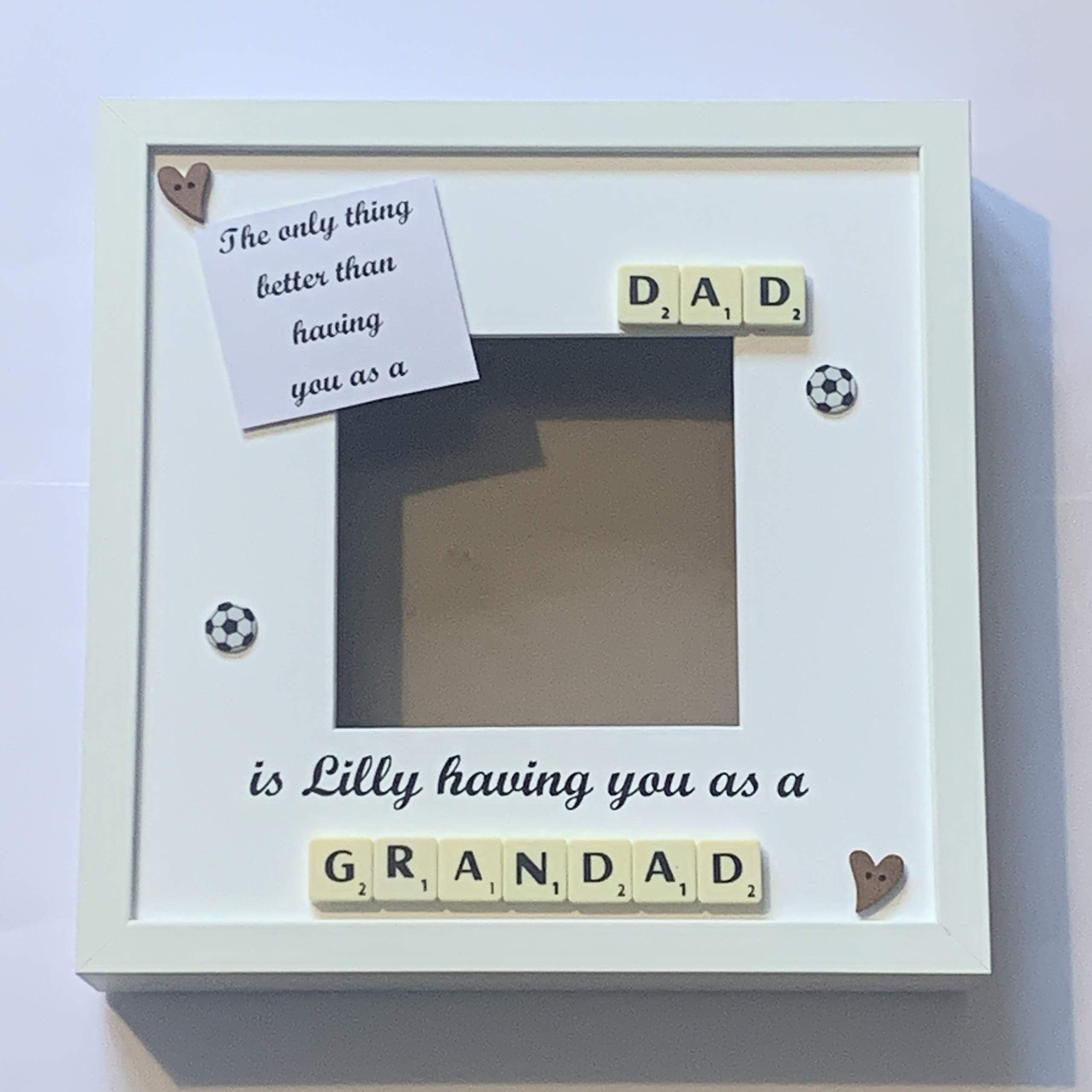 Dad to Grandad Personalised Letter Tile Photo Frame - Celebrating Dad and Grandad