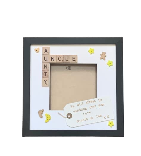 Auntie Uncle Letter Tile Photo Frame - Personalised message - Choice of colours