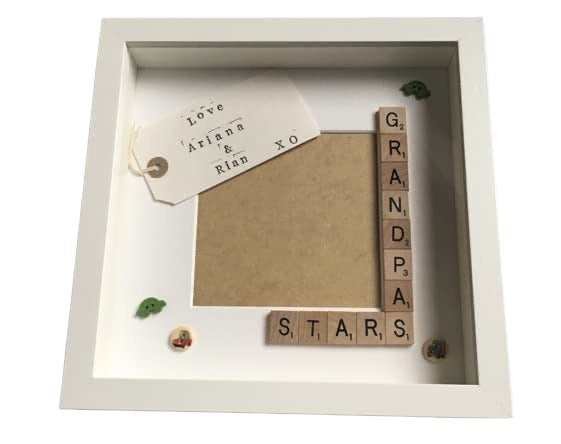 Grandad's Stars, Monsters or Angels Scrabble Art Photo Frame | Personalised Message.