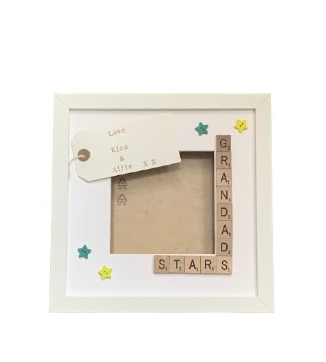 Grandad's Stars, Monsters or Angels Scrabble Art Photo Frame | Personalised Message.
