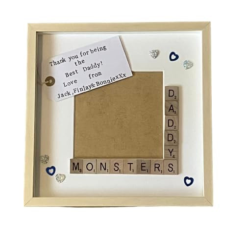 Personalised Scrabble Art Frame, Daddy's Angels, Stars, Monsters