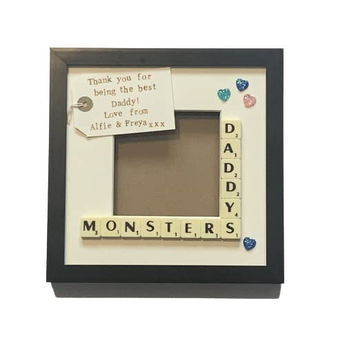 Personalised Scrabble Art Frame, Daddy's Angels, Stars, Monsters