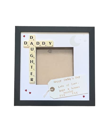 Daddy Daughter Letter Tile Photo Frame with personalised message.