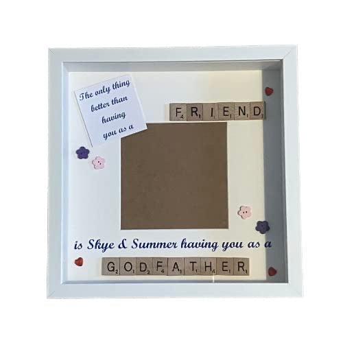 Godfather Friend Letter Tile Photo Frame - Perfect Christening GIft.