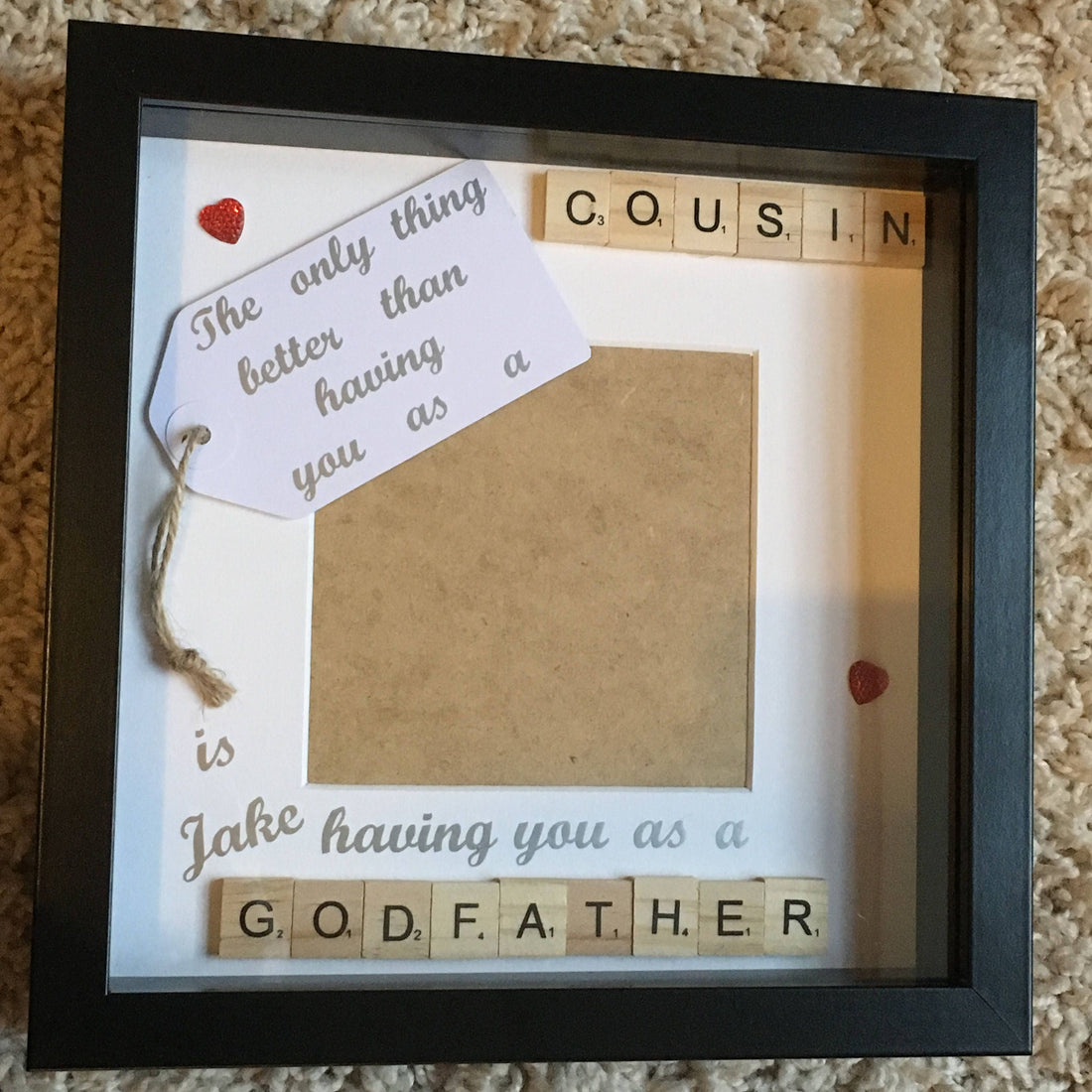 Godfather Friend Letter Tile Photo Frame - Perfect Christening GIft.