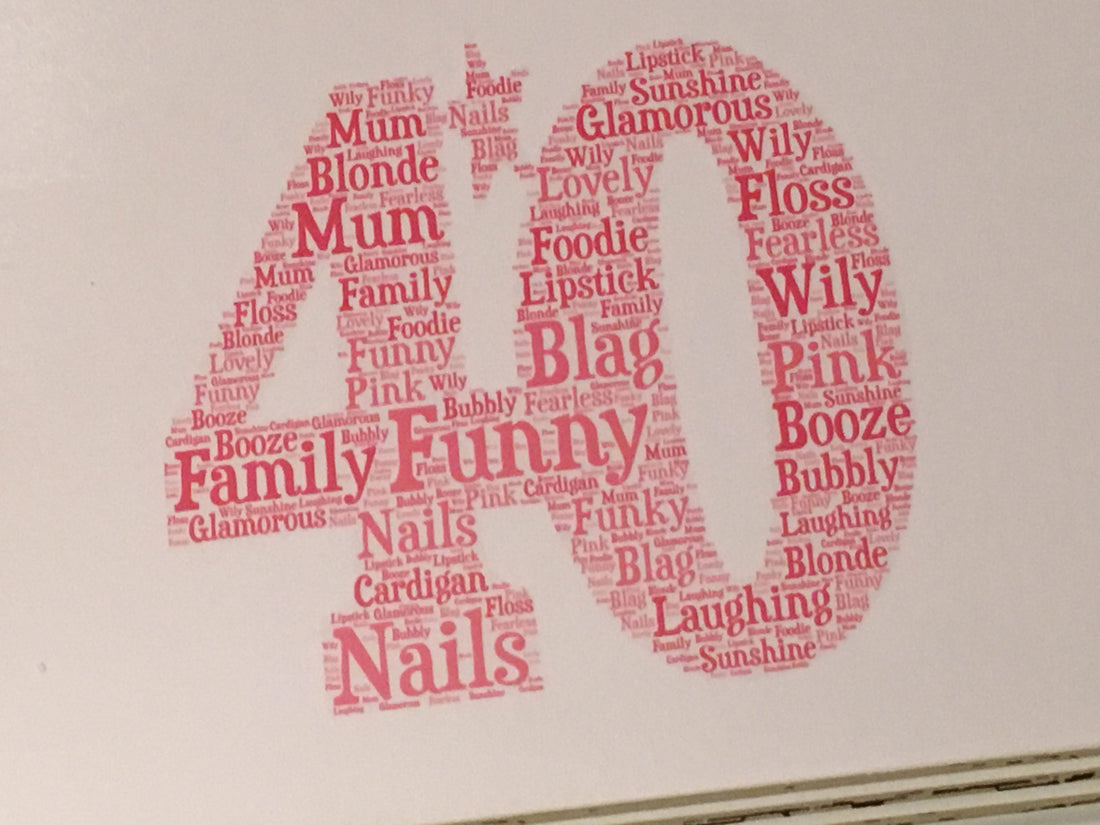 Birthday Age Number Word Art Print | Framed A4 | Personalised with your words.