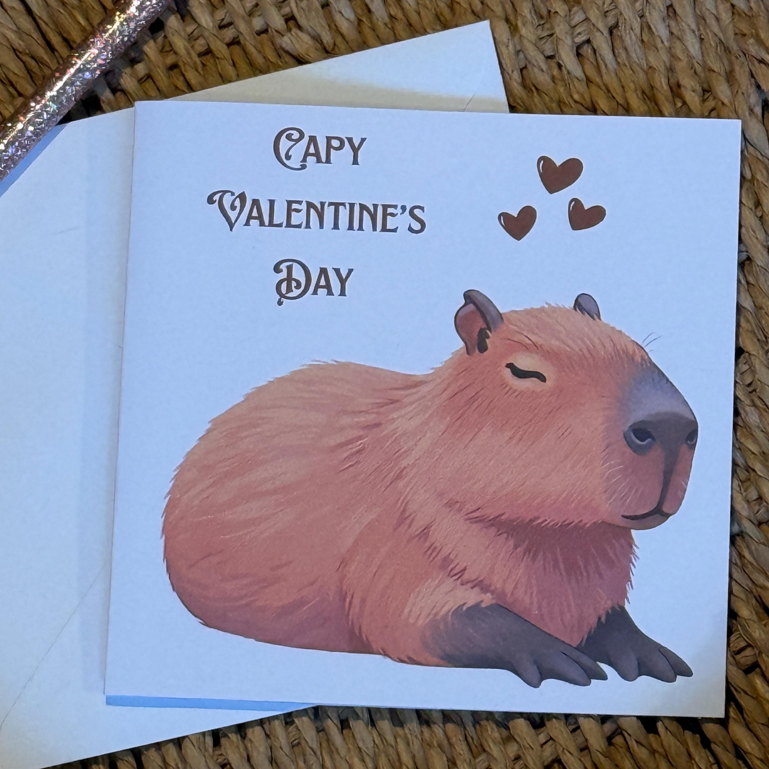 Capybara Valentine's Day Card - 6x6