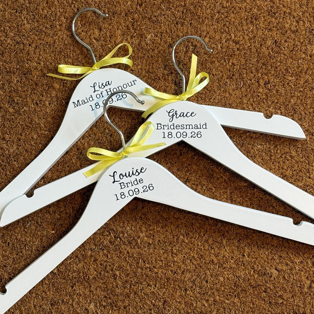 Simple Top Detail Wedding Hanger - Personalised with text and colours