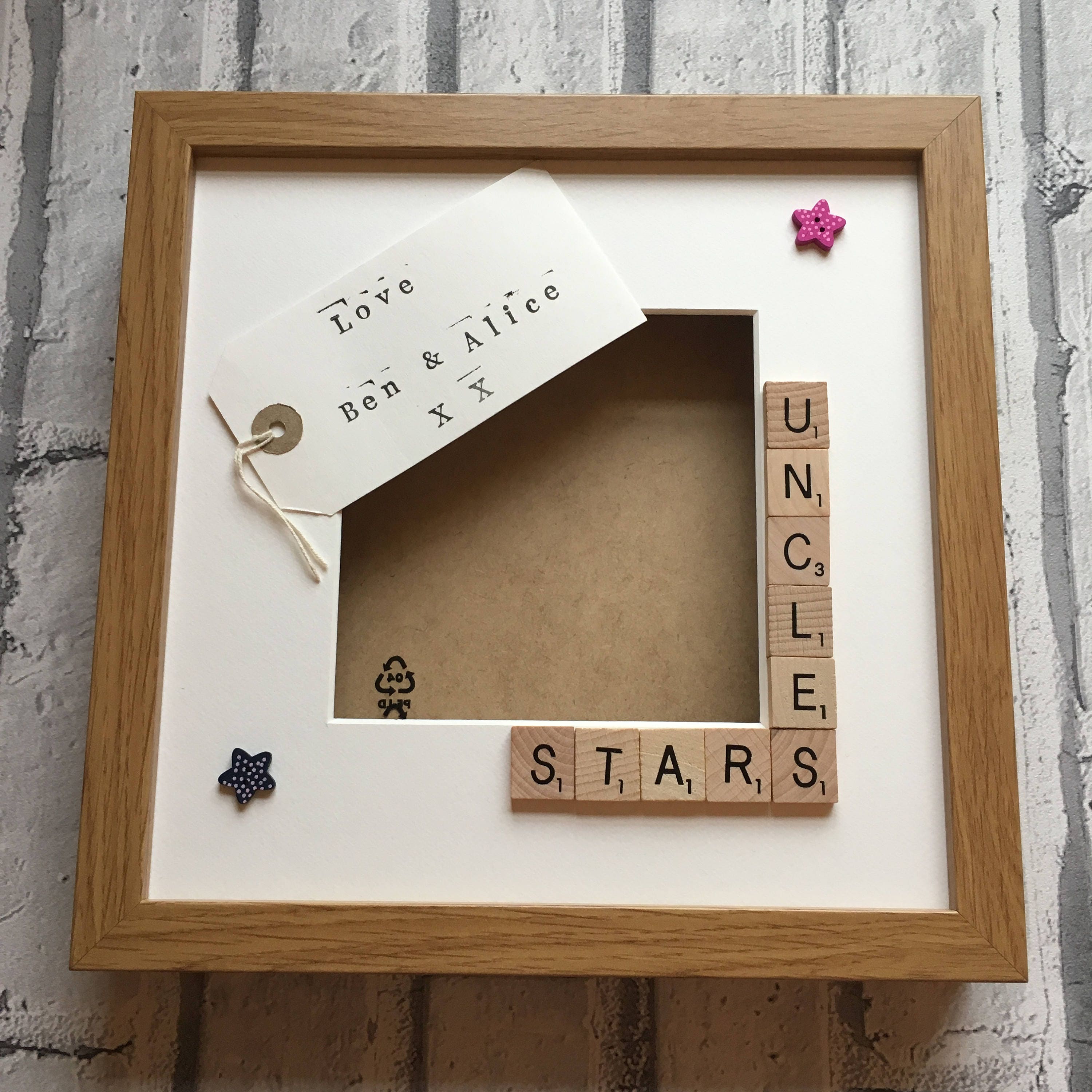Uncle's Stars, Angels or Monsters Letter Tile Photo Frame - Personalised Messge