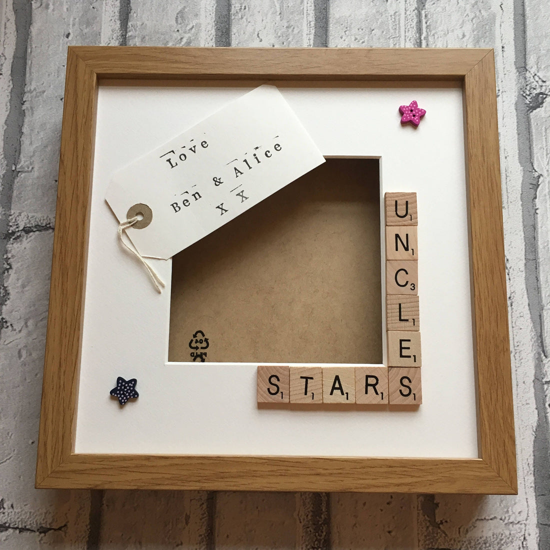 Uncle's Stars, Angels or Monsters Letter Tile Photo Frame - Personalised Messge