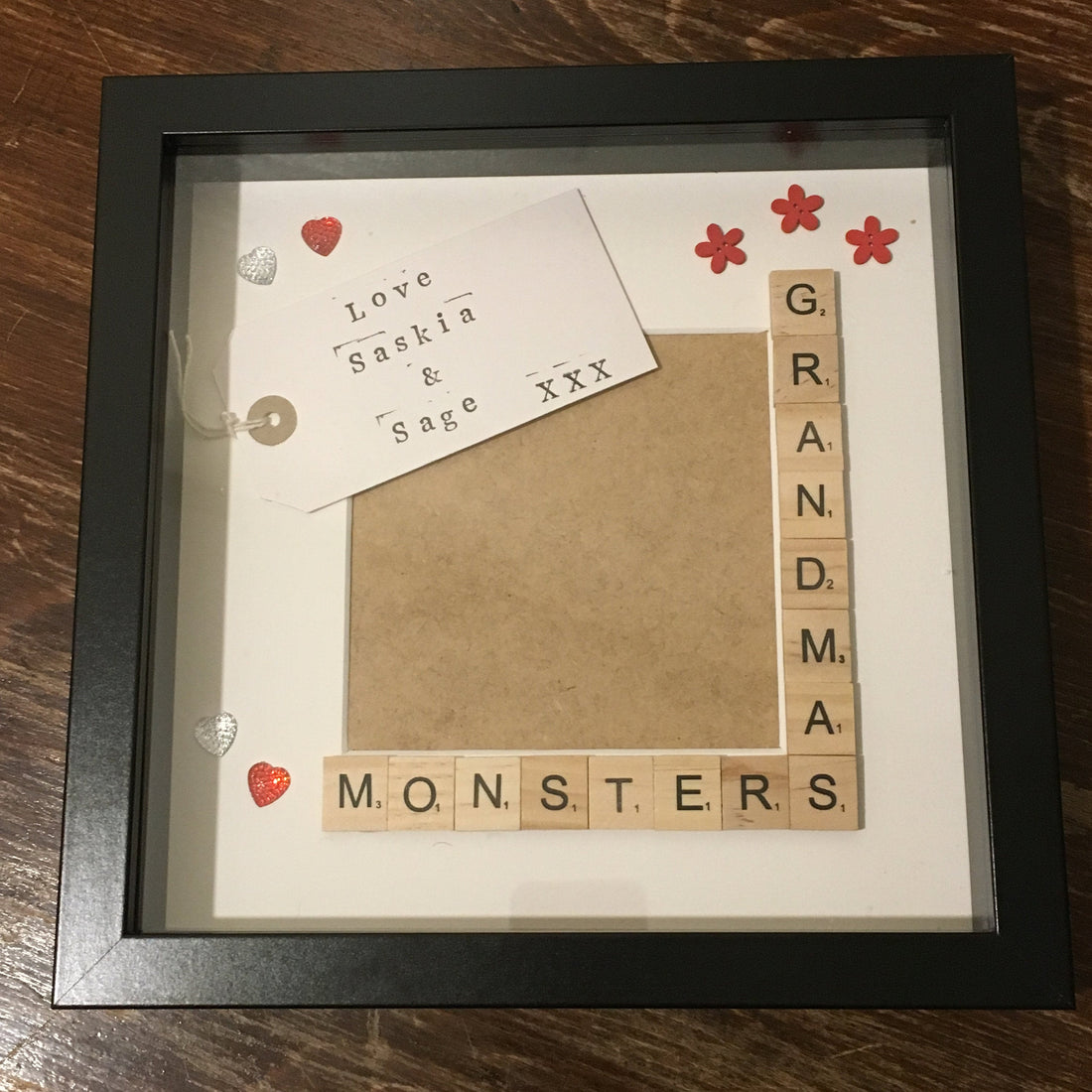 Nanny's Stars, Grandma's stars Scrabble Art Frame, Photo Gift. Grandparent present.