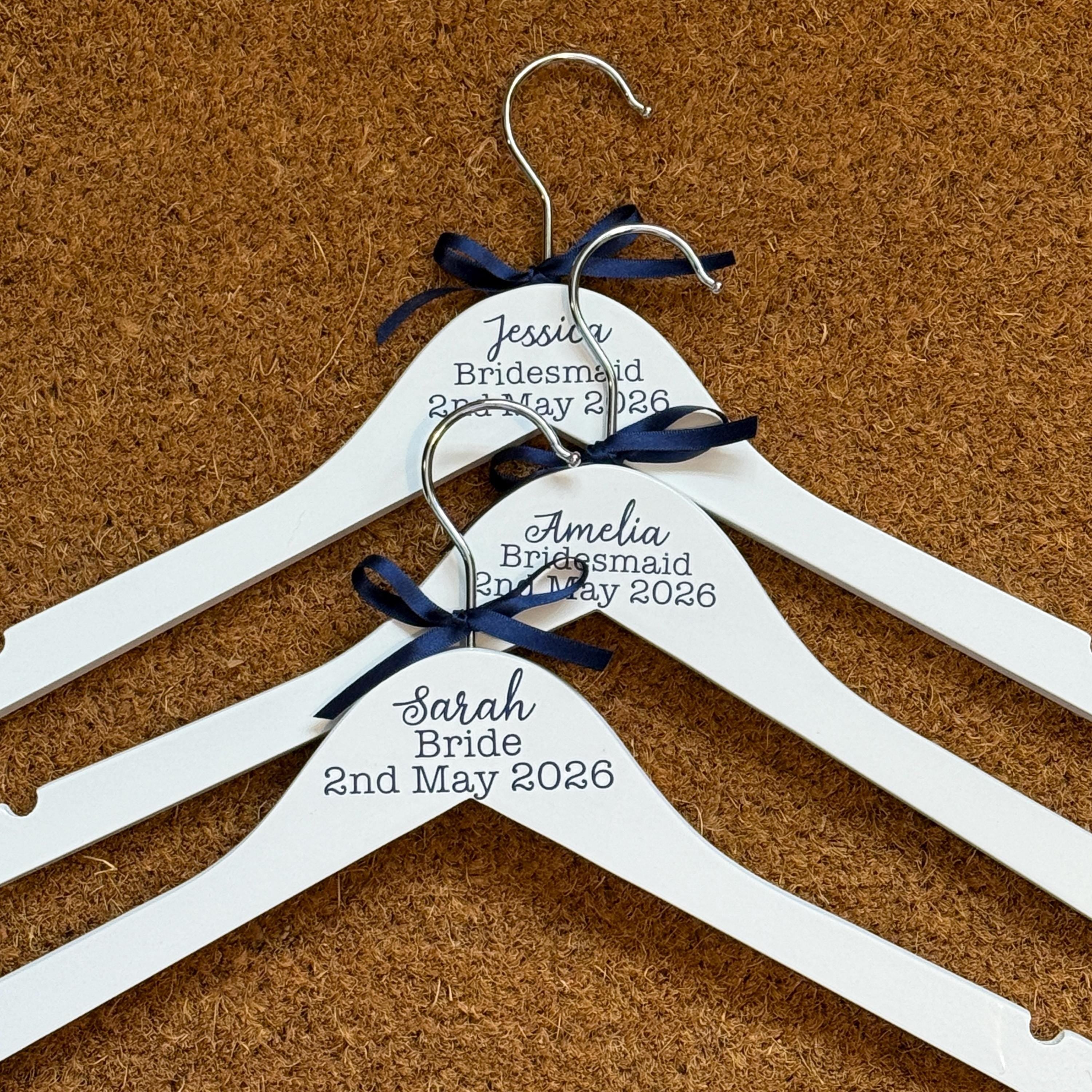 Simple Top Detail Wedding Hanger - Personalised with text and colours