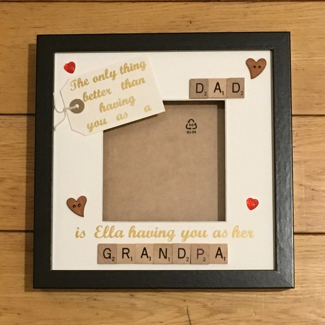 Dad to Grandad Personalised Letter Tile Photo Frame - Celebrating Dad and Grandad