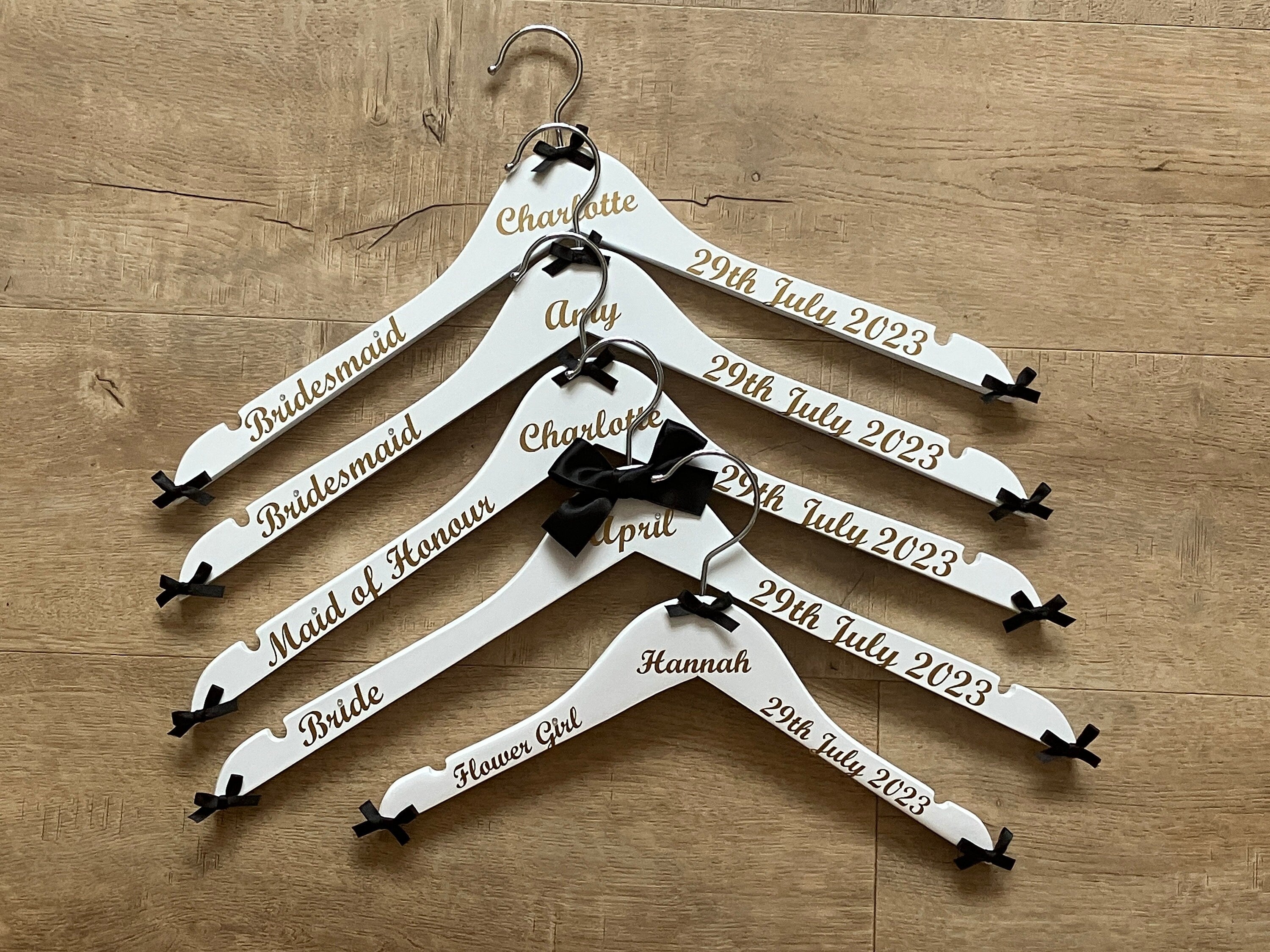 Wedding Hangers set of 4 | Personalised with name, date and role | Perfect Memento