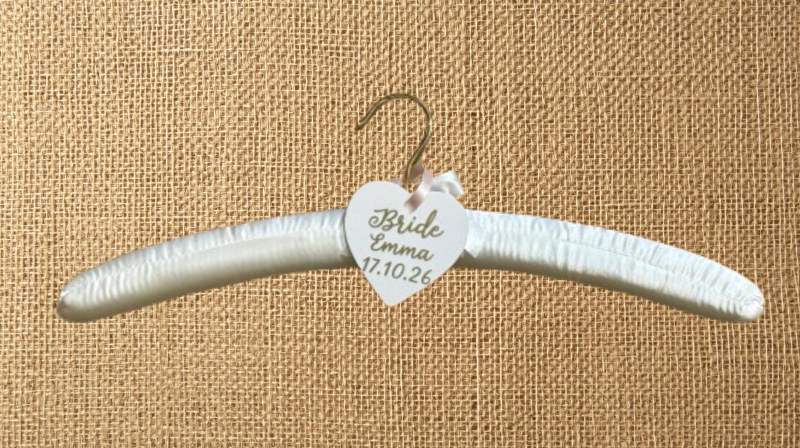 Bridal Satin Wedding Dress Hanger | Personalised Heart | Wedding Keepsake Gift