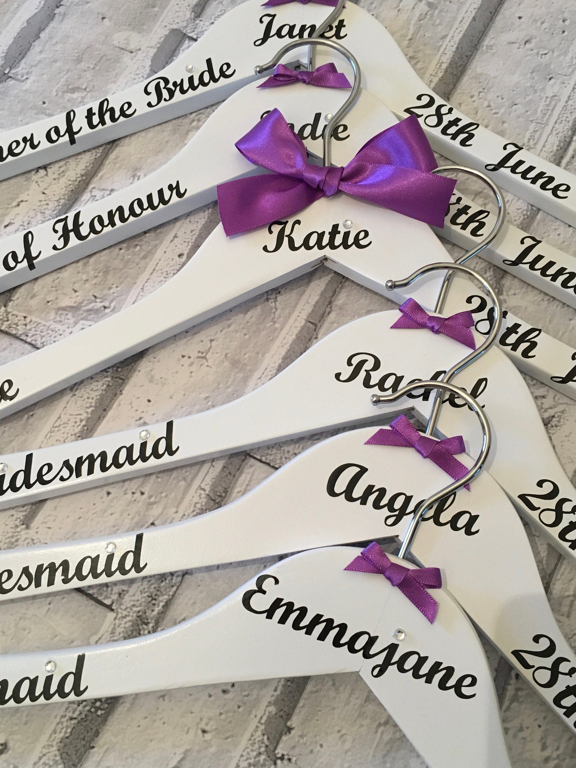 Bridal Party Hangers - Set of 6 - Personalised - Wedding Outfit Hangers