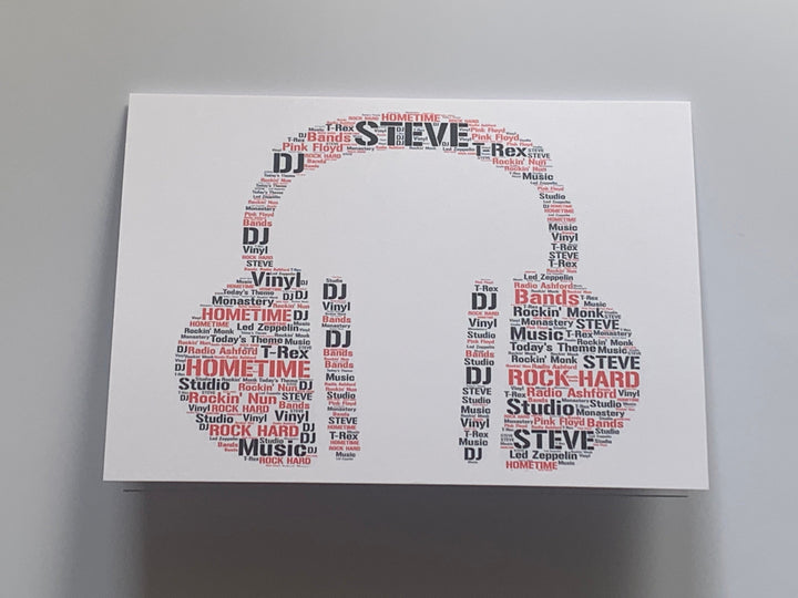 Word Art Birthday Card | Typography Word Cloud | Personalised with your choice of shape, words and colour.