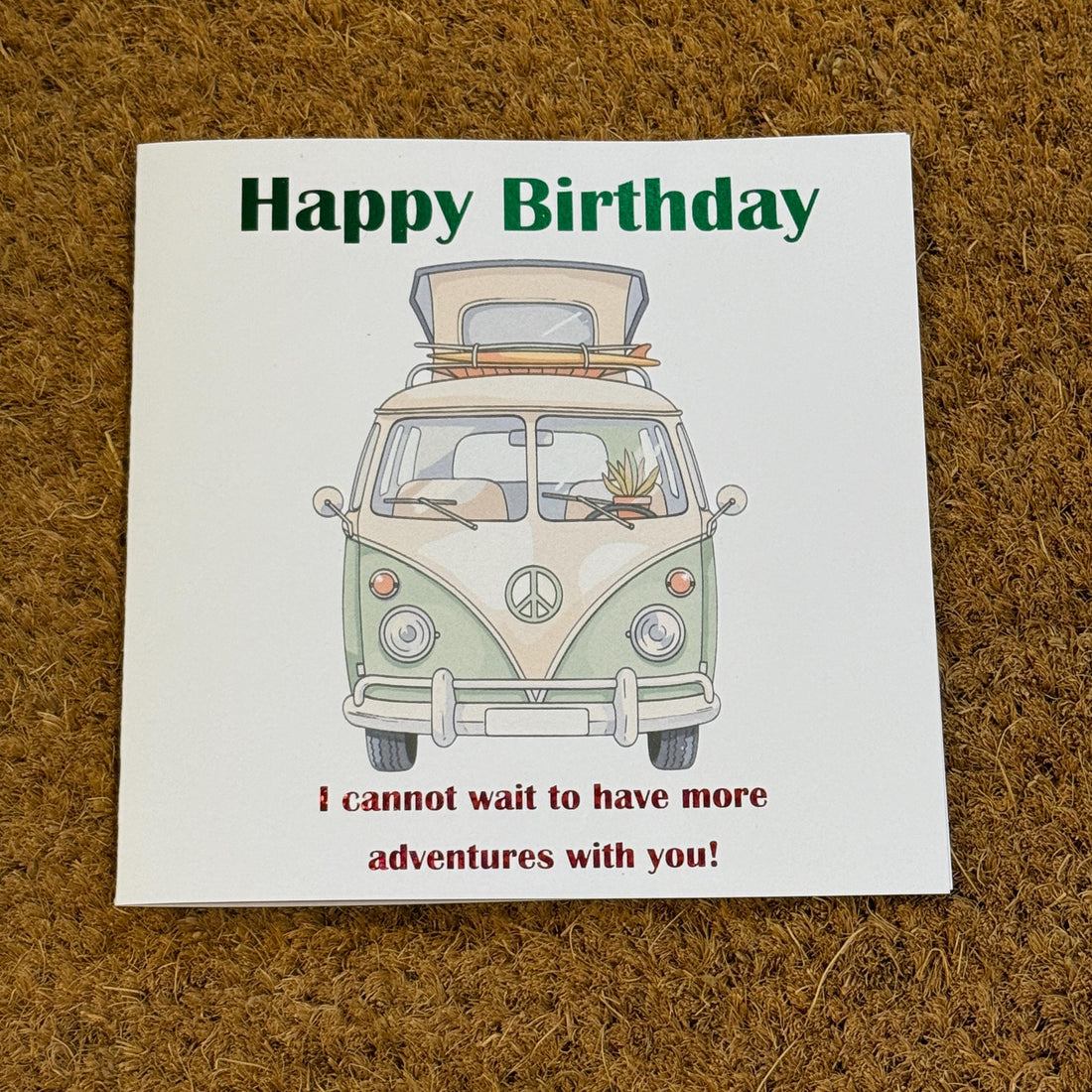 Campervan Birthday Card | Watercolour Van | Personalised Foiled Message | 6x6 Travel Birthday