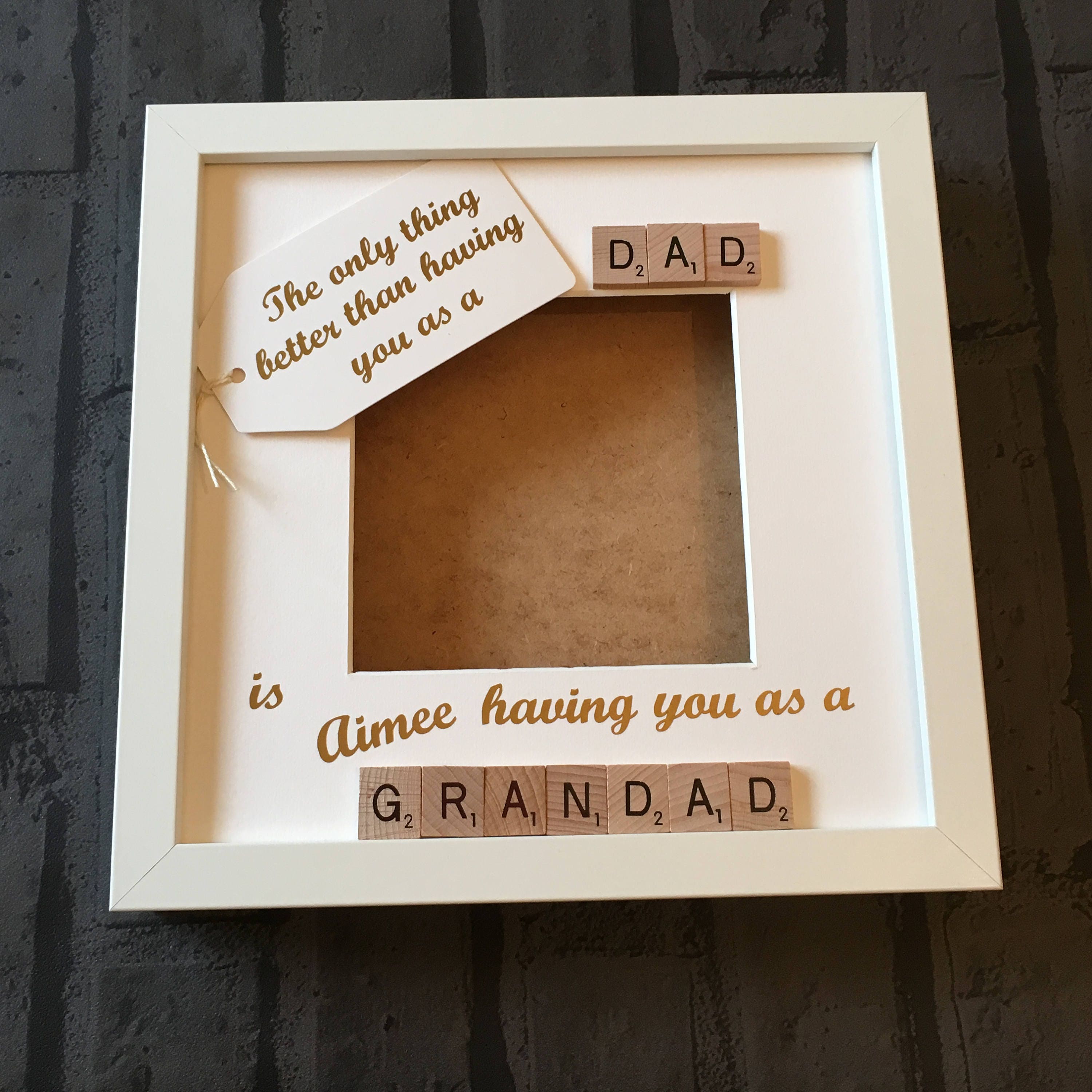 Dad to Grandad Personalised Letter Tile Photo Frame - Celebrating Dad and Grandad