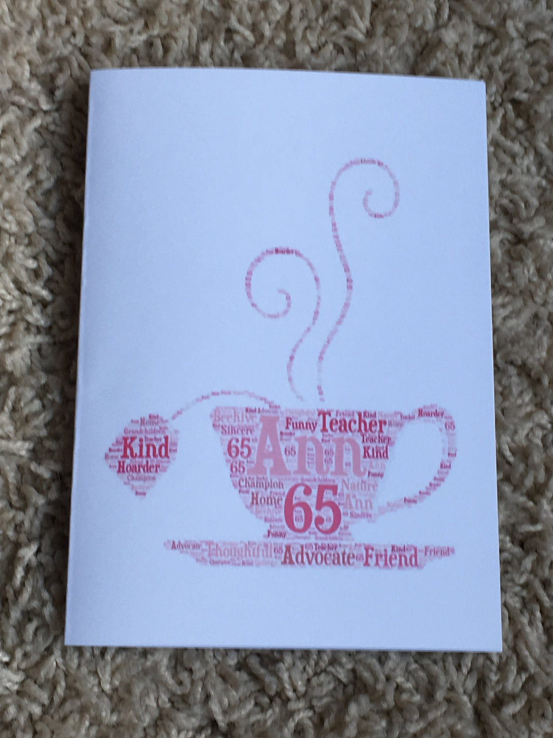 Word Cloud Card - Personalised with your words and shape choice.Custom  Shape. A5/A4