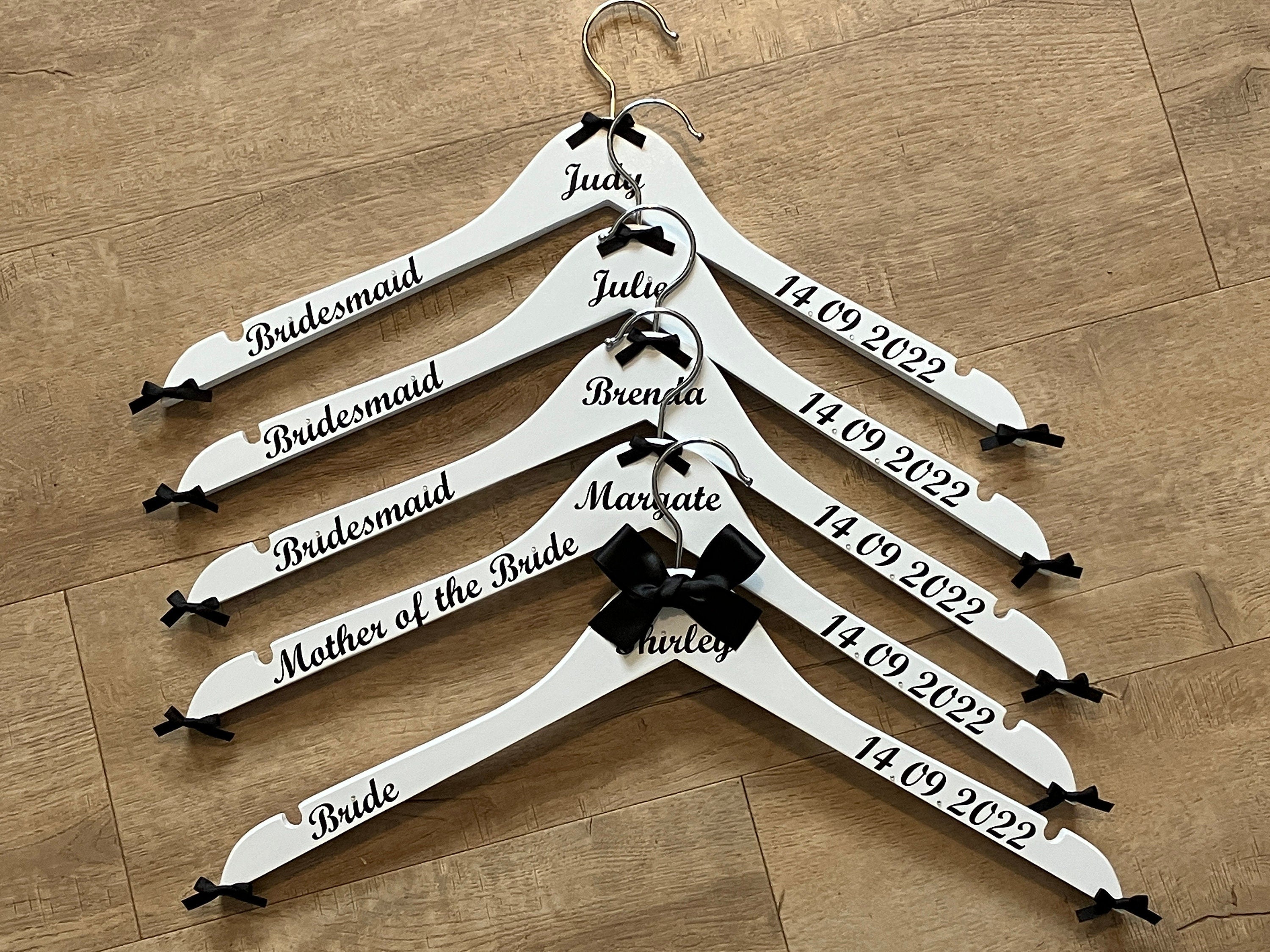 Wedding Hangers set of 4 | Personalised with name, date and role | Perfect Memento