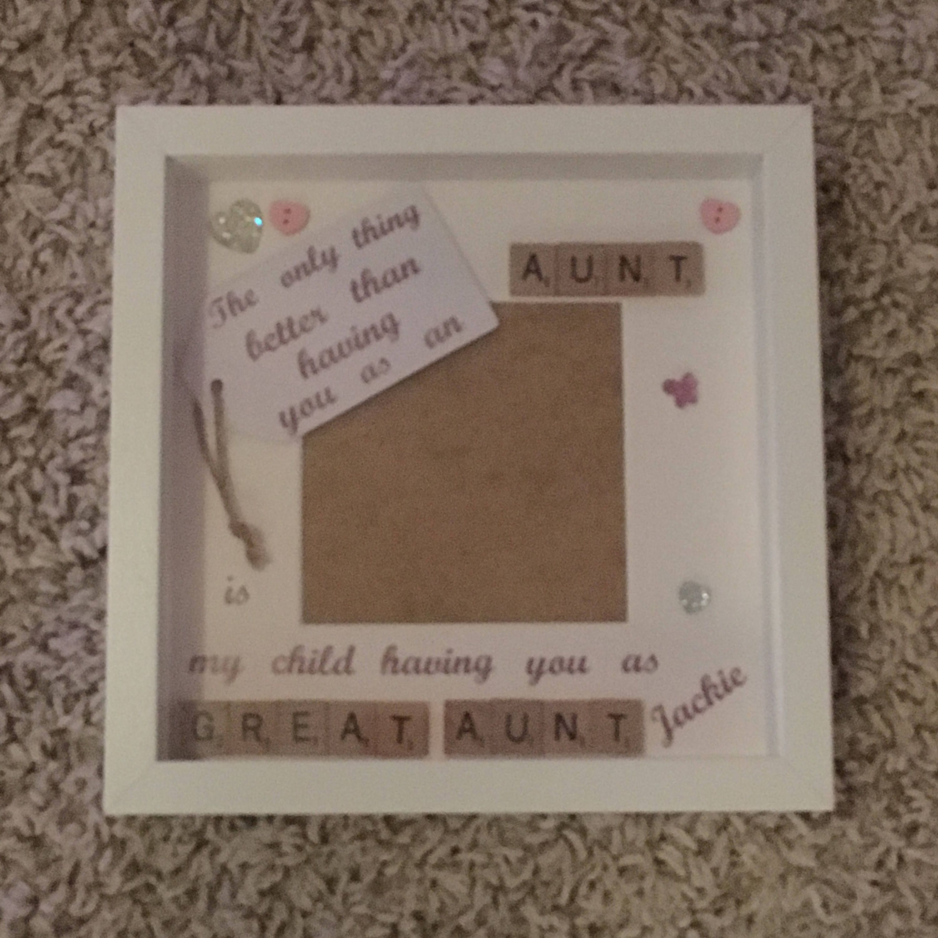 Auntie to Great Auntie Letter Tile Photo Frame - Personalised with name - Choice of colours