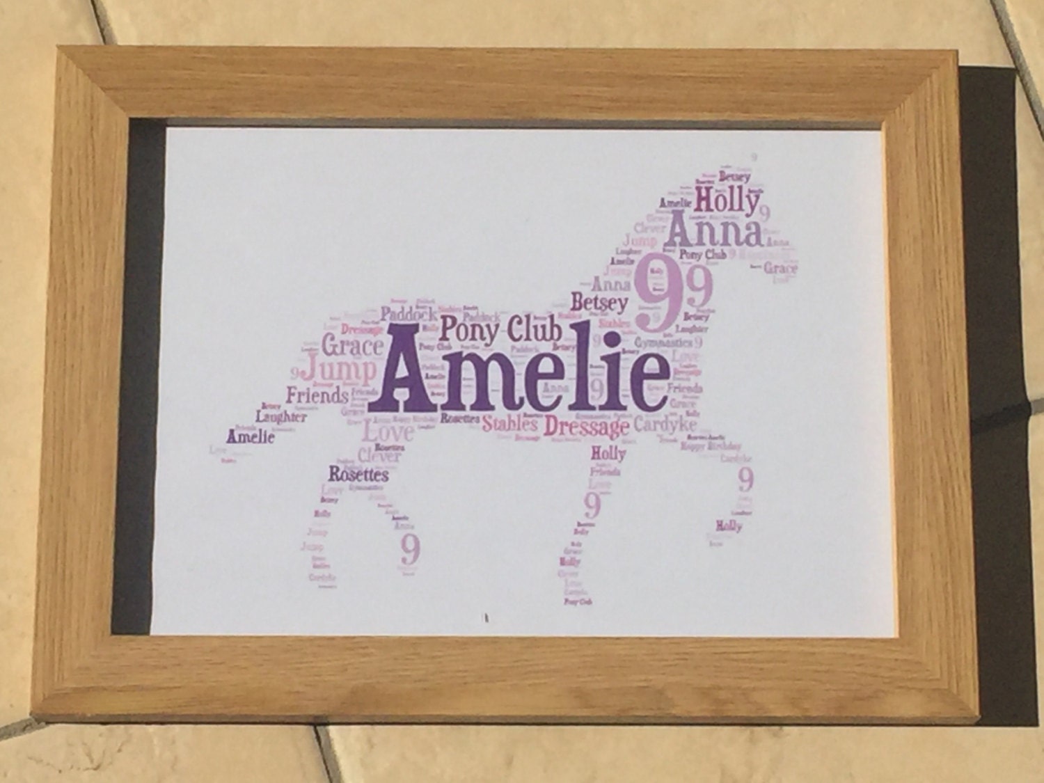 Word Art Picture A4 Framed - Personalised with choice of image, colours and your words.